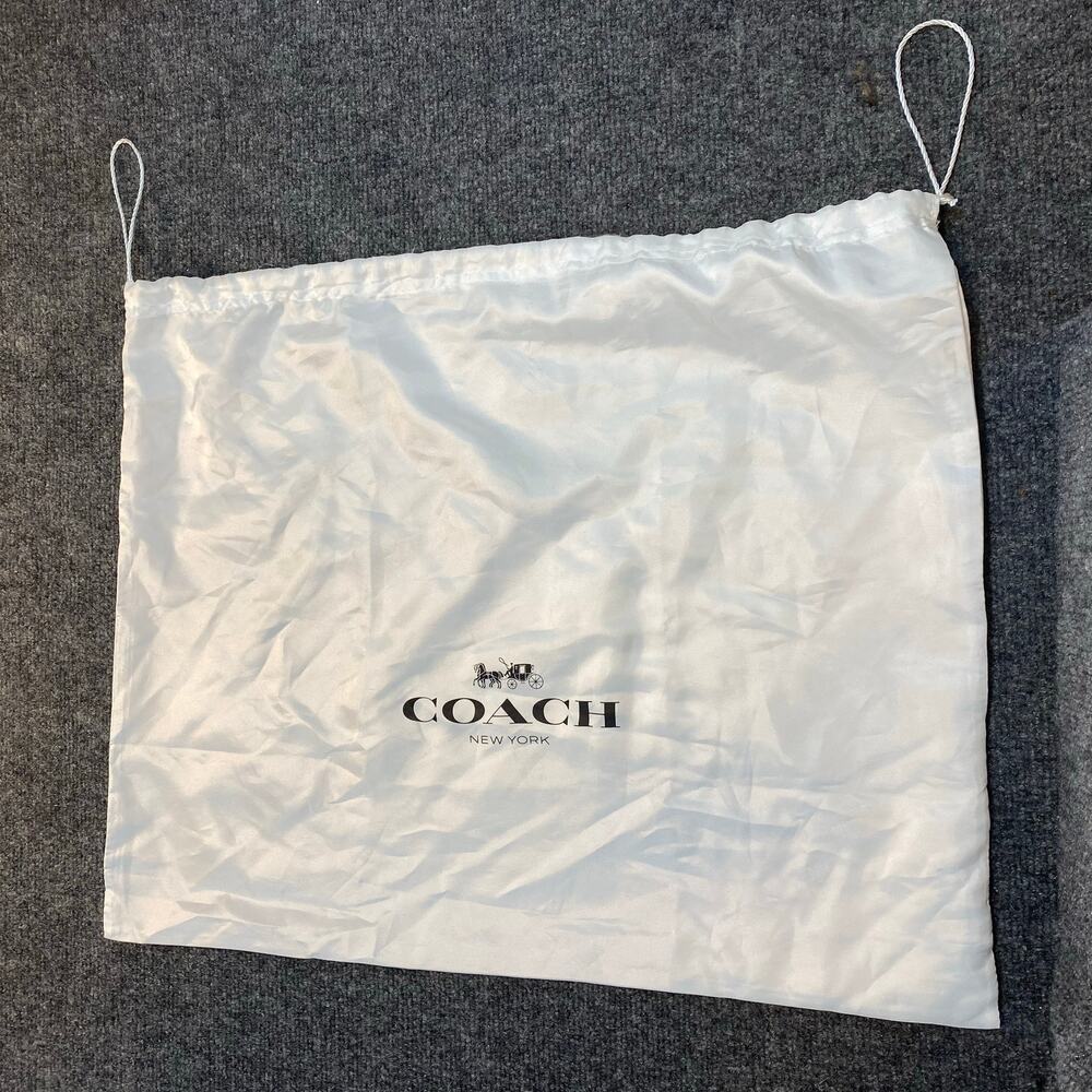 Coach White Satin Logo Drawstring Protective Handbag Storage Dust Bag 24"x19"